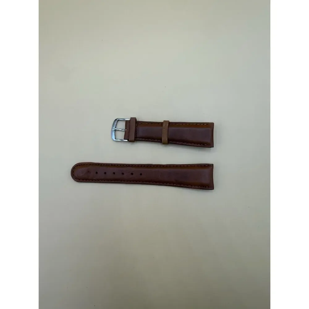 19mm KREISLER Genuine Shark Brown NOS Vintage Watch Band & Gold-Tone Buckle